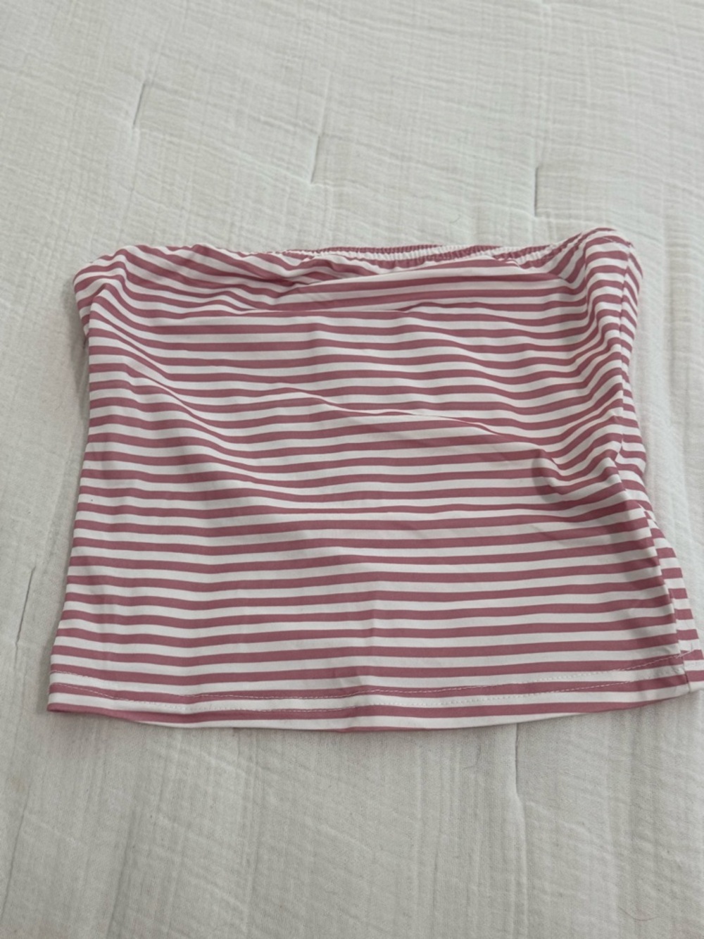 SHEIN Pink and White Striped Tube Top